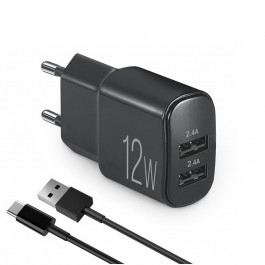   Brevia ePower 2xUSB-A 12W + Cable USB-A to USB-C 1m (45012DUCB)