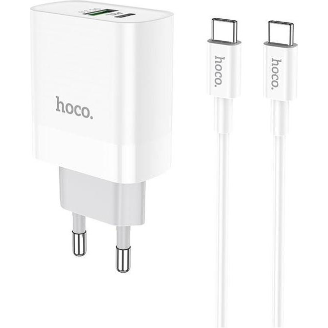 Hoco C80A + USB Type-C to Type-C White - зображення 1