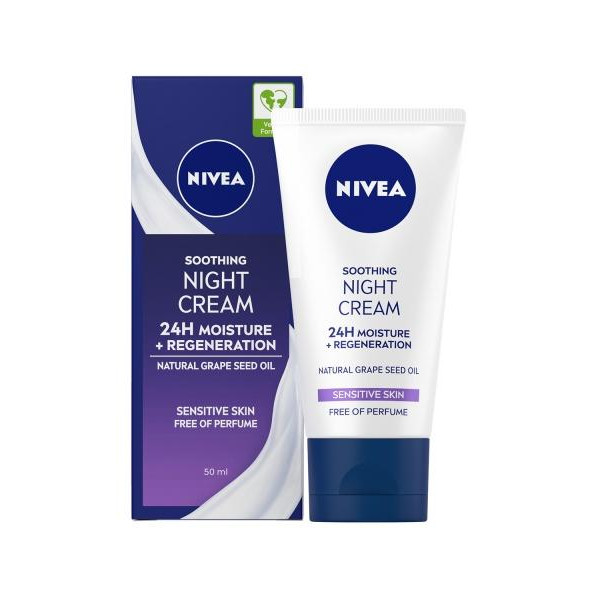 Nivea Заспокійливий нічний крем  Інтенсивне зволоження та регенерація 24 години 50 мл (4005808924424) - зображення 1