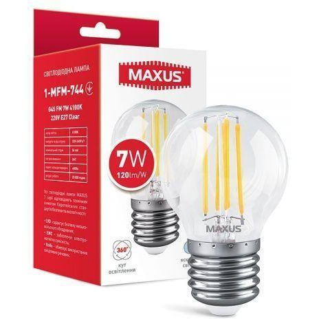 MAXUS LED FIL Clear G45 7W E27 4100K 220V (1-MFM-744) - зображення 1