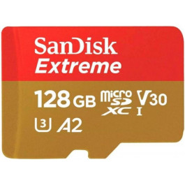   SanDisk 128 GB microSDXC UHS-I U3 V30 A2 Class 10 Extreme (SDSQXAA-128G-GN6AA)