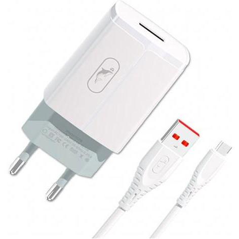 SkyDolphin SC06V 1USB 2.4A White + microUSB cable (MZP-000180) - зображення 1