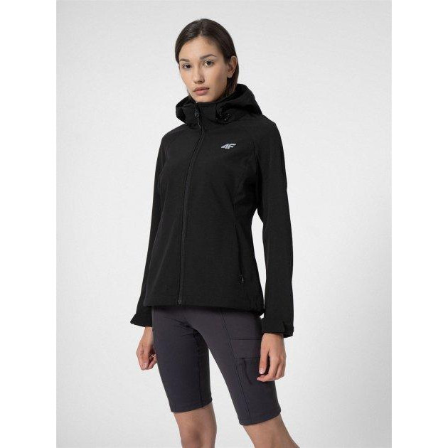 4F Спортивна вітровка з капюшоном жіноча  Softshell Jacket F046 4FSS23TSOFF046-20S S Чорна (59046981559 - зображення 1