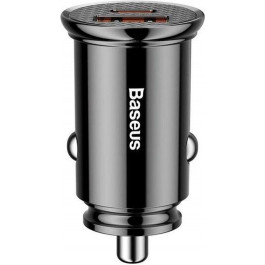   Baseus USB Car Charger USB 3.0 + USB-C 30W Black (CCALL-YS01)