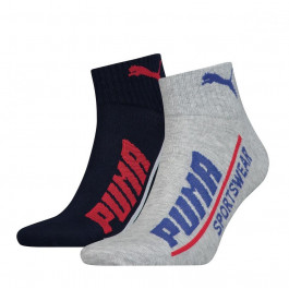   PUMA Набор носков  Men Logo Quarter 2p 102002001-023 39-42 р 2 пары Тёмно-синий/Серый (8718824798714)