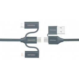   Promate PentaPower USB-C/USB-А to USB-C/Micro USB/Lightning 1.2m Grey (pentapower.grey)