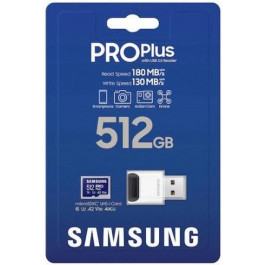   Samsung 512 GB microSDXC UHS-I U3 V30 A2 PRO Plus 2023 + Reader (MB-MD512SB)