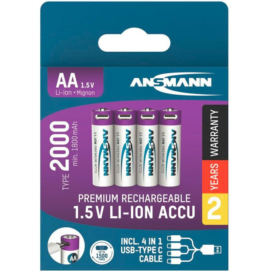 Ansmann AA 2000mAh, Type-C заряджання 4шт/уп (1312-0036) - зображення 1