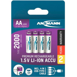   Ansmann AA 2000mAh, Type-C заряджання 4шт/уп (1312-0036)