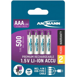   Ansmann AAA 500mAh, Type-C заряджання 4шт/уп (1311-0028)