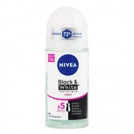   Nivea Дезодорант кульковий  Black&White Invisible Clear, 50 мл (4006000032481)