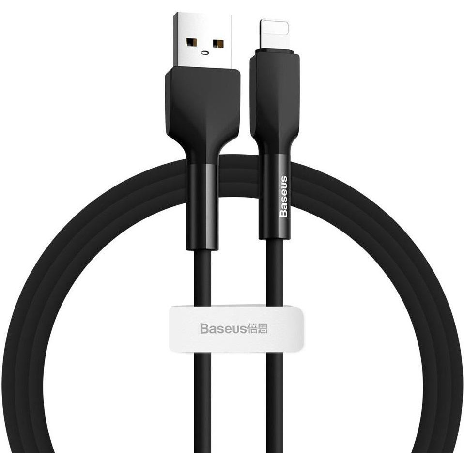 Baseus Silica gel cable USB For IP 1m Black (CALGJ-01) - зображення 1