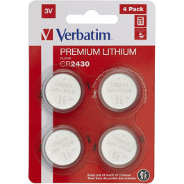   Verbatim CR-2430 bat(3B) Lithium Premium 4шт (49534)