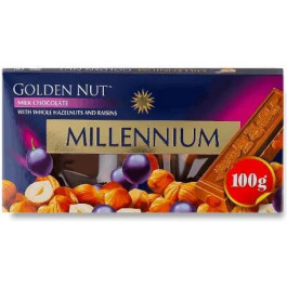   Millennium Шоколад  Golden Nut молочний з лісовими горіхами та родзинками 100 г (4820005192946)