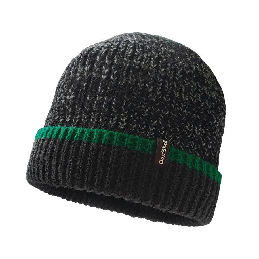 Dexshell Шапка водонепроникна  Cuffed Beanie, р-р S/M (56-58 см) чорна з зеленою смугою - зображення 1