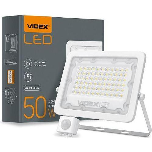 VIDEX LED прожектор 50W 5000K  с датчиком движения и освещения VL-F2e505W-S - зображення 1