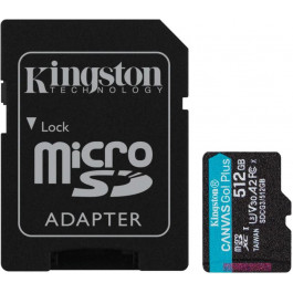   Kingston 512 GB microSDXC class 10 UHS-I U3 Canvas Go! Plus + SD Adapter SDCG3/512GB