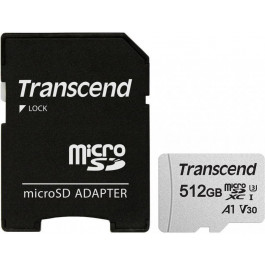   Transcend 512 GB microSDXC Clase 10 UHS-I (U3) + SD-adapter TS512GUSD300S-A