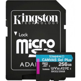   Kingston 256 GB microSDXC class 10 UHS-I U3 Canvas Go! Plus + SD Adapter SDCG3/256GB