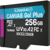 Kingston 256 GB microSDXC class 10 UHS-I U3 Canvas Go! Plus + SD Adapter SDCG3/256GB - зображення 4