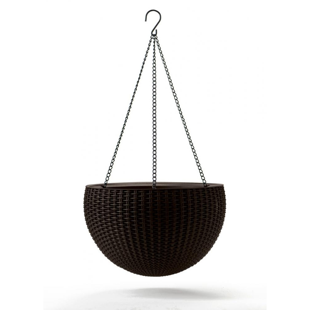 Keter Горшок для растений Rattan Hanging Sphere с цепочкой Коричневий (7290106924567) - зображення 1