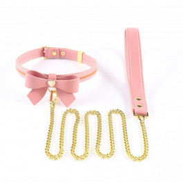    Повідець LOCKINK SEVANDA Love Heart Butterfly Leather Collar Set - Pink