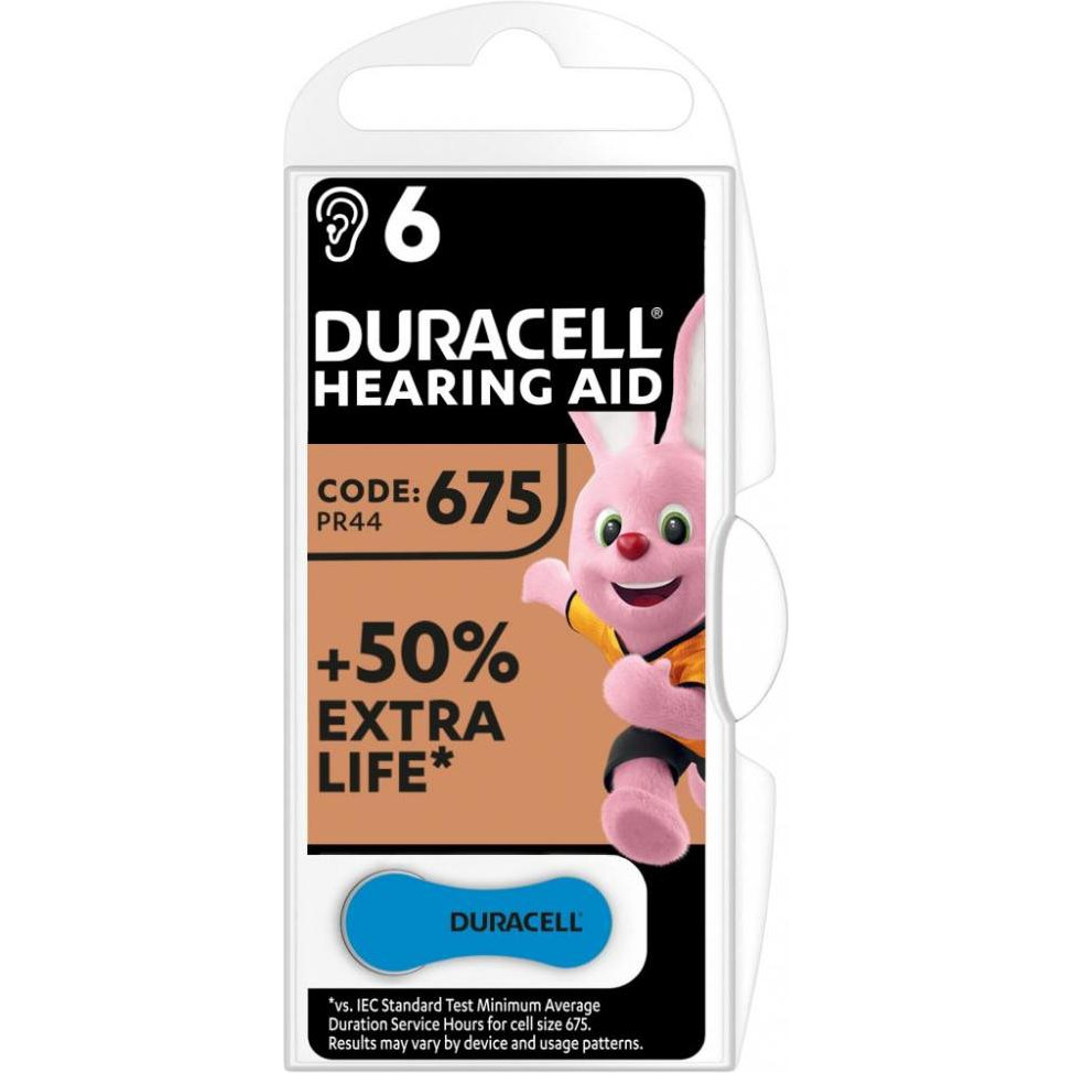 Duracell ZA675 bat(1.4B) Zinc Air 6шт (5004326) - зображення 1