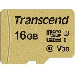   Transcend 16 GB microSDHC UHS-I U3 500S + SD Adapter TS16GUSD500S