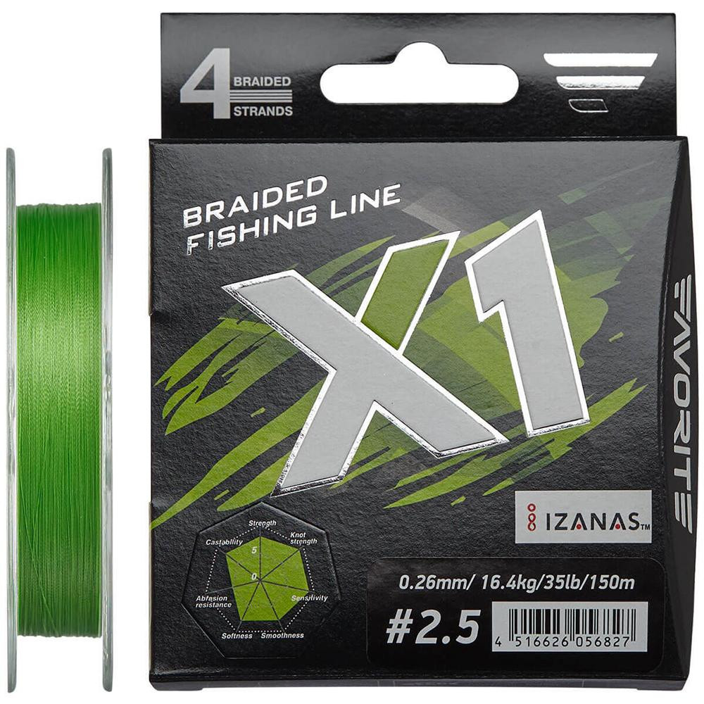 Favorite X1 PE 4x / Light Green / #2.5 / 0.260mm 150m 16.4kg - зображення 1