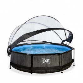   EXIT Black Wood Pool 300x76cm + dome, filter pump / black (30.32.10.90)