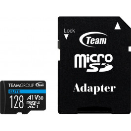   TEAM 128 GB microSDXC UHS-I (U3) V30 A1Team Elite + SD-адаптер TEAUSDX128GIV30A103