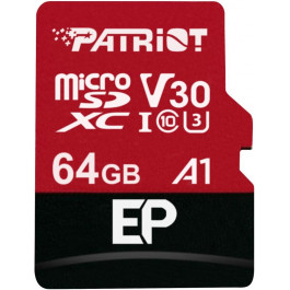   PATRIOT 64 GB microSDXC UHS-I U3 V30 A1 EP + SD adapter PEF64GEP31MCX