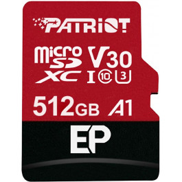   PATRIOT 512 GB microSDXC UHS-I U3 V30 A1 EP + SD adapter PEF512GEP31MCX