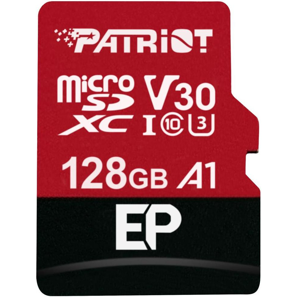 PATRIOT 128 GB microSDXC UHS-I U3 V30 A1 EP + SD adapter PEF128GEP31MCX - зображення 1