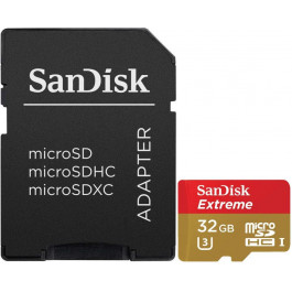   SanDisk 32 GB microSDHC UHS-I U3 Extreme Action A1 + SD Adapter SDSQXAF-032G-GN6AA