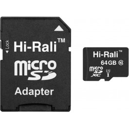   Hi-Rali 64 GB microSDXC class 10 UHS-I (U3) + SD Adapter HI-64GBSDU3CL10-01