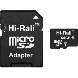   Hi-Rali 64 GB microSDXC class 10 UHS-I + SD Adapter HI-64GBSDCL10-01