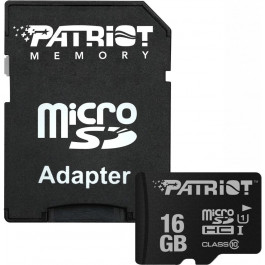   PATRIOT 16 GB microSDHC UHS-I + SD adapter PSF16GMCSDHC10