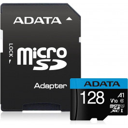   ADATA 128 GB microSDXC UHS-I Premier A1 + SD adapter AUSDX128GUICL10A1-RA1