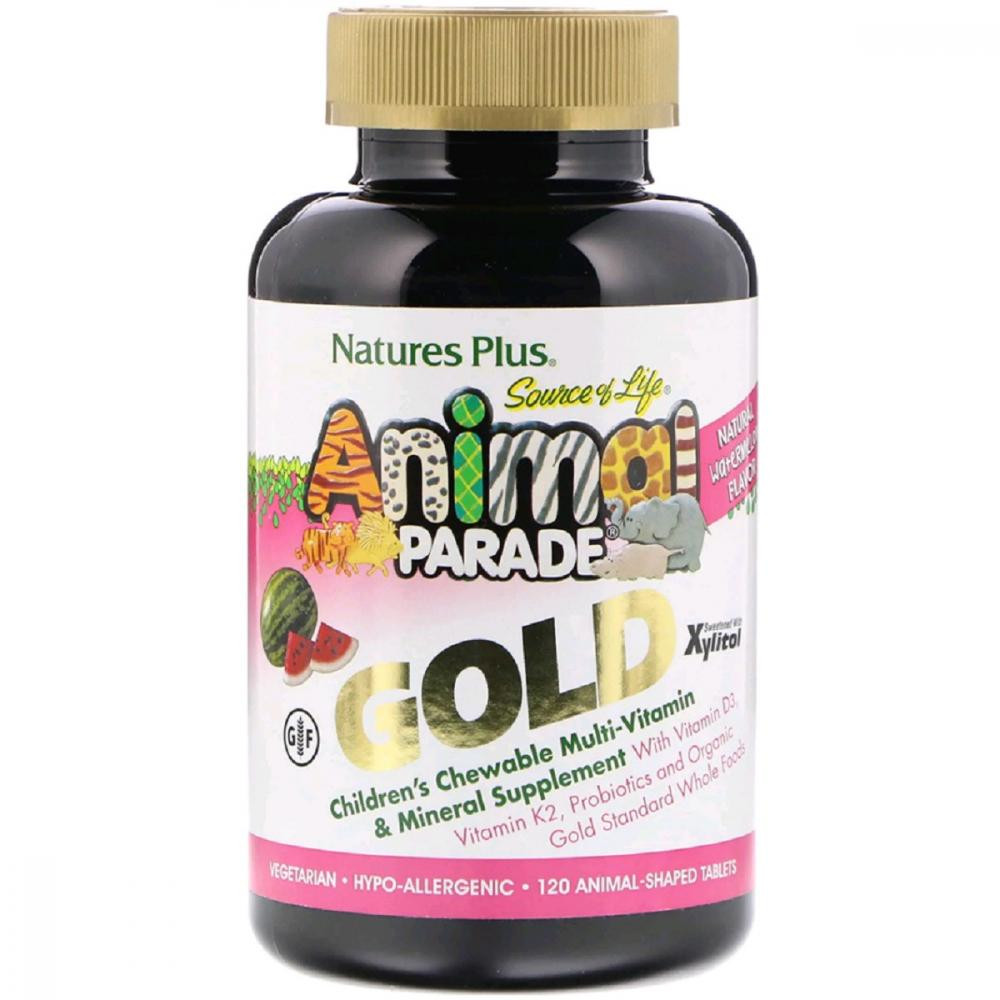 Nature's Plus Мультивітаміни для Дітей, Смак Кавуна, Animal Parade Gold, , 120 жувальних таблеток - зображення 1