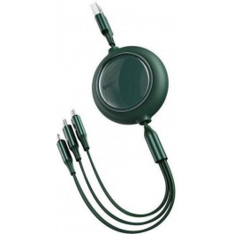   Baseus Bright Mirror Retractable 3 in 1 Micro USB/Lightning/Type-C 100W 1.2m Green (CAMLC-AMJ06)