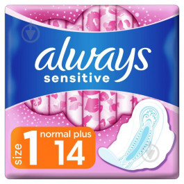   Always Прокладки гігієнічні  Sensitive Normal Plus Розмір 1 14шт