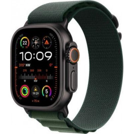   Apple Watch Ultra 2 GPS + Cellular 49mm Black Titan. Case w. Dark Green Alpine Loop - Medium (MX4R3)