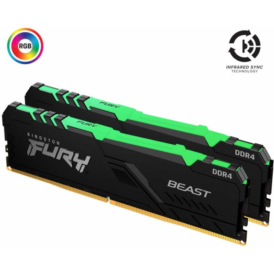 Kingston FURY 32 GB (2x16GB) DDR4 3600 MHz Beast RGB (KF436C18BBAK2/32) - зображення 1