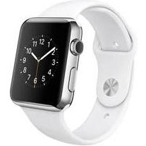   Apple Watch 42mm Stainless Steel Case with White Sport Band (MJ3V2)