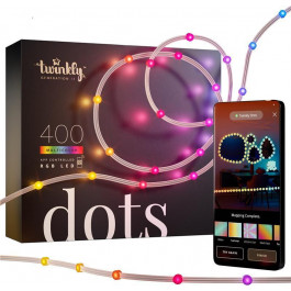   Twinkly Smart LED Dots Lights RGB 400 Gen II IP44 20м кабель прозорий (TWD400STP-TEU)