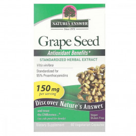   Natures Answer Виноградні кісточки, 150 мг, Grape Seed, , 60 вегетаріанських капсул