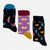 Happy socks Набір жіночих шкарпеток прикольних високих бавовняних  00-4047*14 36/40 3 пари Чорний/Фіолетовий (22 - зображення 1