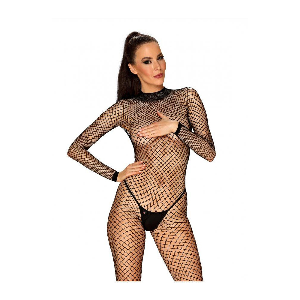 Obsessive Комбінезон у велику сіточку  Bodystocking N121 black XL/XXL (411106) - зображення 1