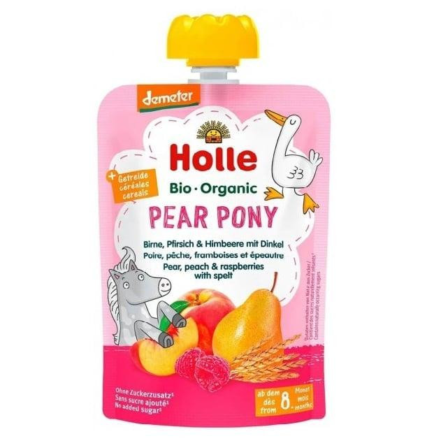 Holle Пюре Pear Pony органическое с грушей, персиком, малиной и спельтой 100 г - зображення 1